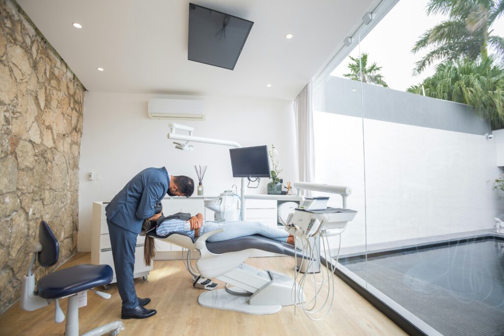 Dentist with patient